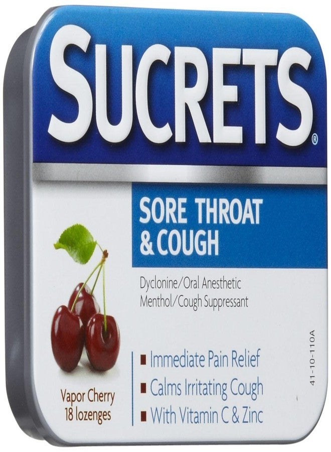 Sucrets Complete Sore Throat & Cough Suppressant Lozenges Vapor Cherry, 18 ct - Image 1